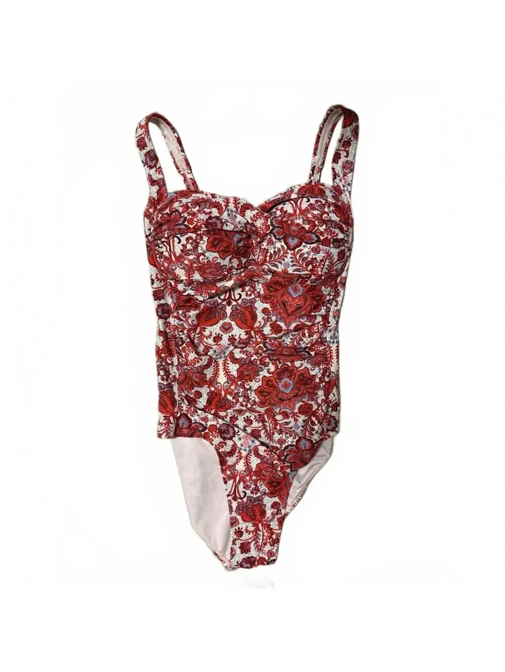 Niptuck Swim womens one piece swim suit red Floral print size 4 Boho Bright